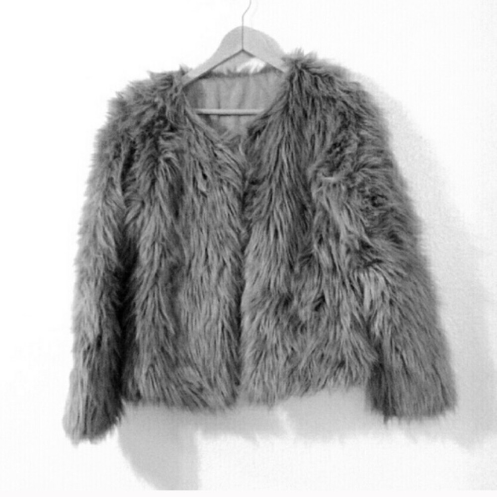 Grey Faux Fur Jacket